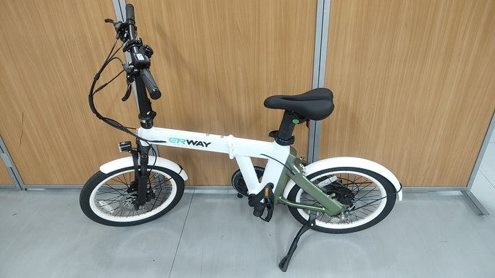 【SALE開催中！リユース品】折りたたみ電動アシスト自転車 ERWAY A02  ホワイト&グリーン