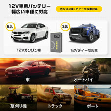 4in1多機能ジャンプスターター 6Lガソリン車/3Lディーゼル車対応 12Vバッテリー 専用