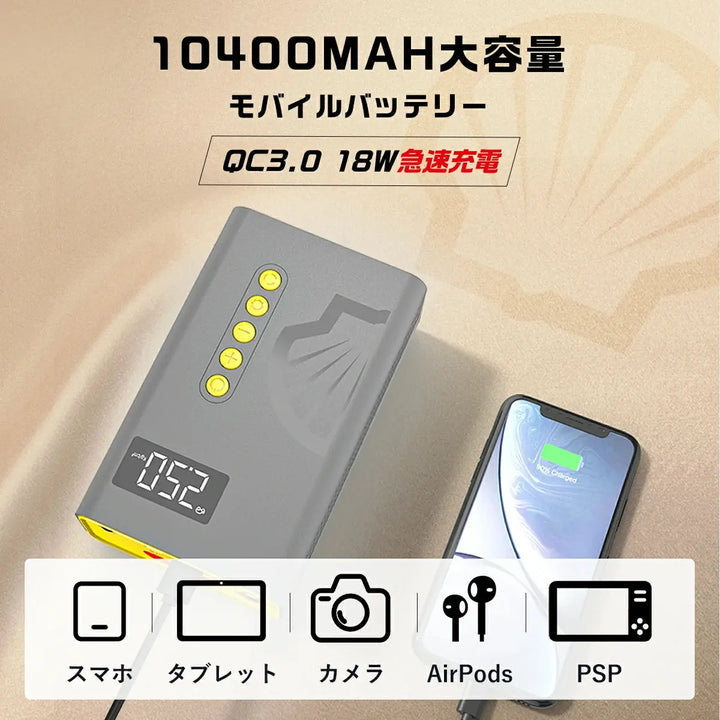 4in1多機能ジャンプスターター 6Lガソリン車/3Lディーゼル車対応 12Vバッテリー 専用