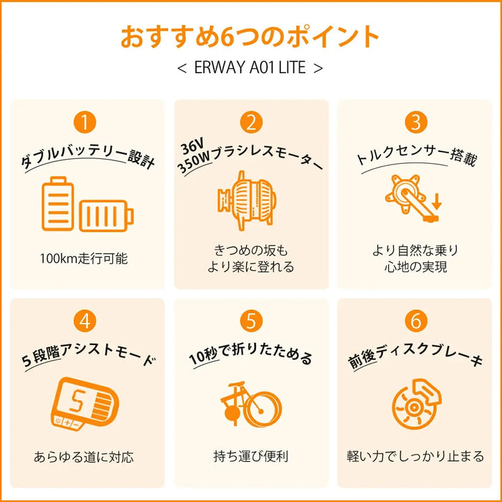 軽量電動アシスト自転車 ERWAY A01 Lite