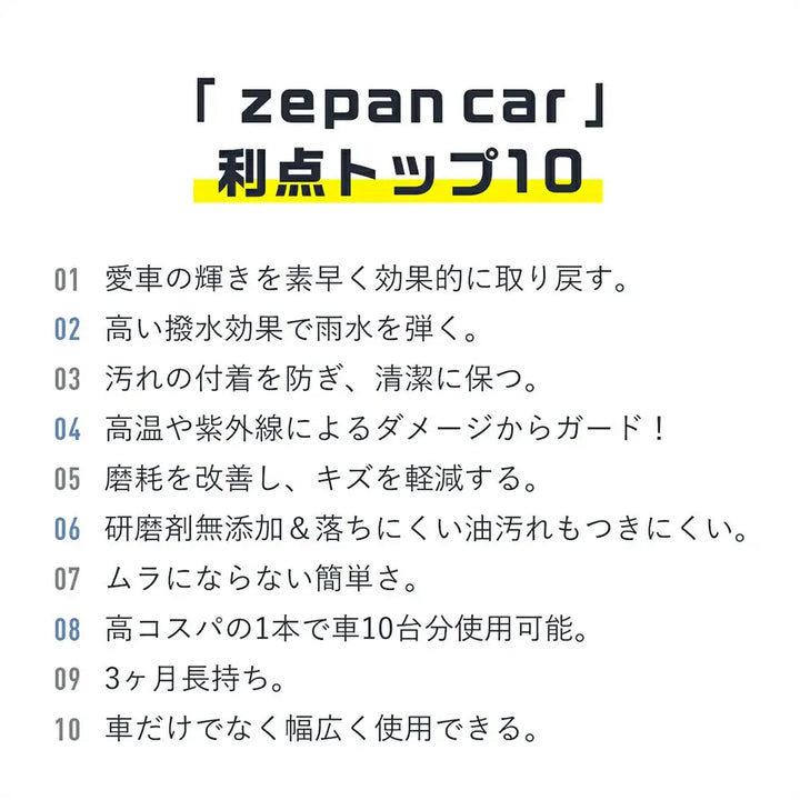 車用コーティング剤 zepan CAR