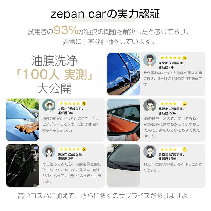 車ガラス油膜取り zepan car